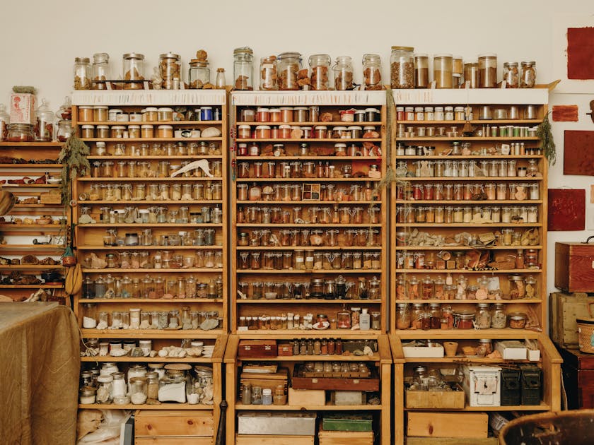Cabinet of various ochre samples