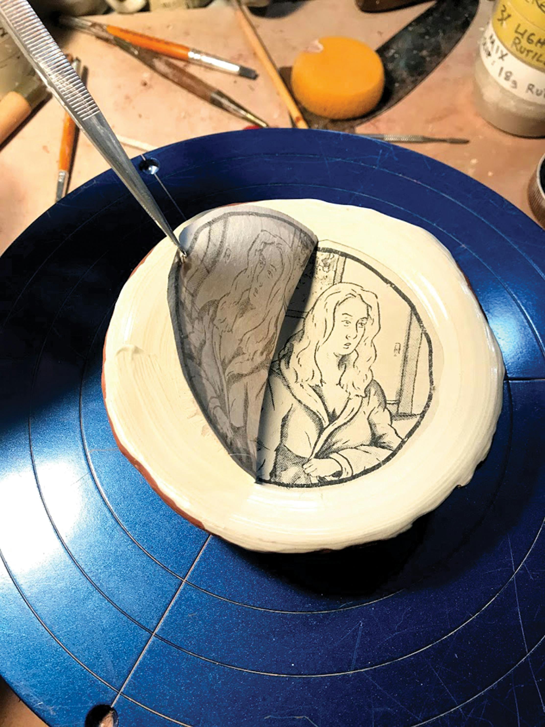 Ian Petrie process illustration on clay