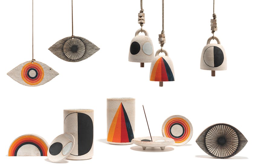 Various ceramic work by Michele Quan inspired by Hilma af Klint