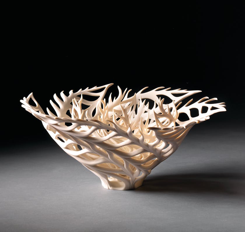 Delicate porcelain bowl reminiscent of a coral skeleton