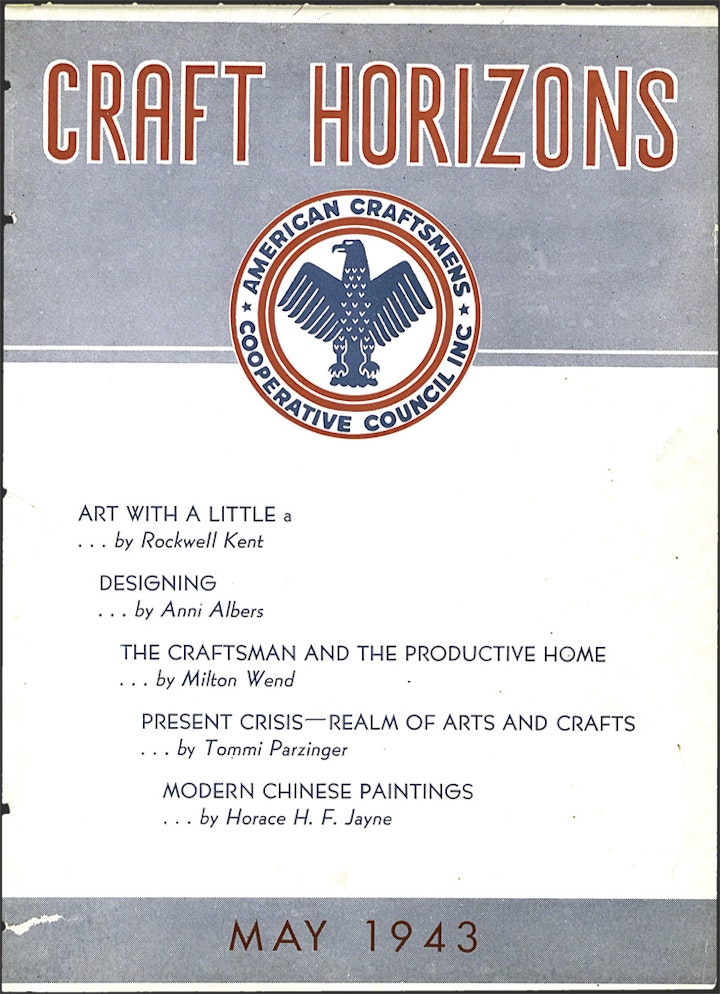 Cover the 1943 issue of Craft Horizons