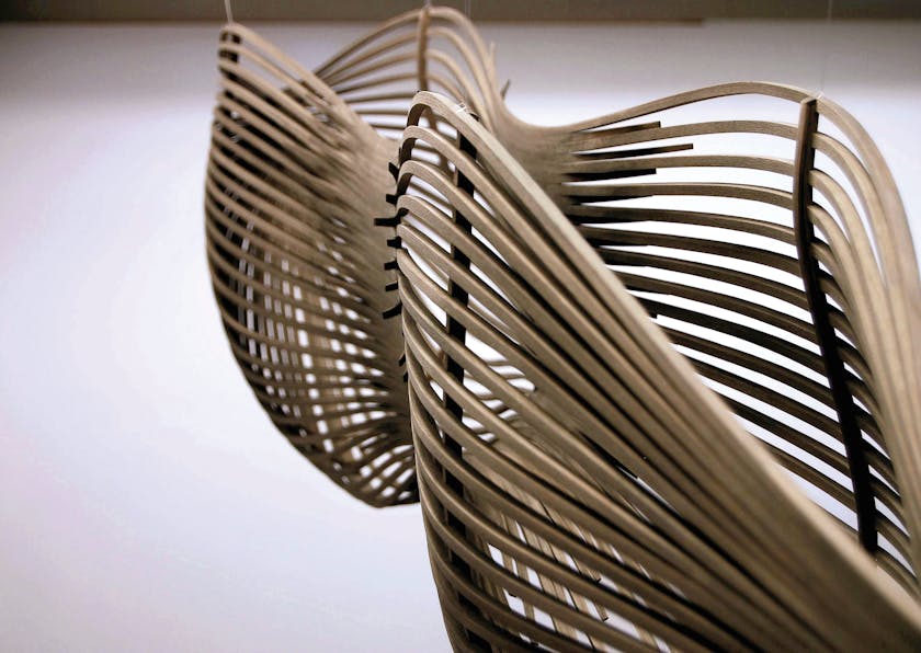detail of bent wood sculpture by Yuri Kobayashi
