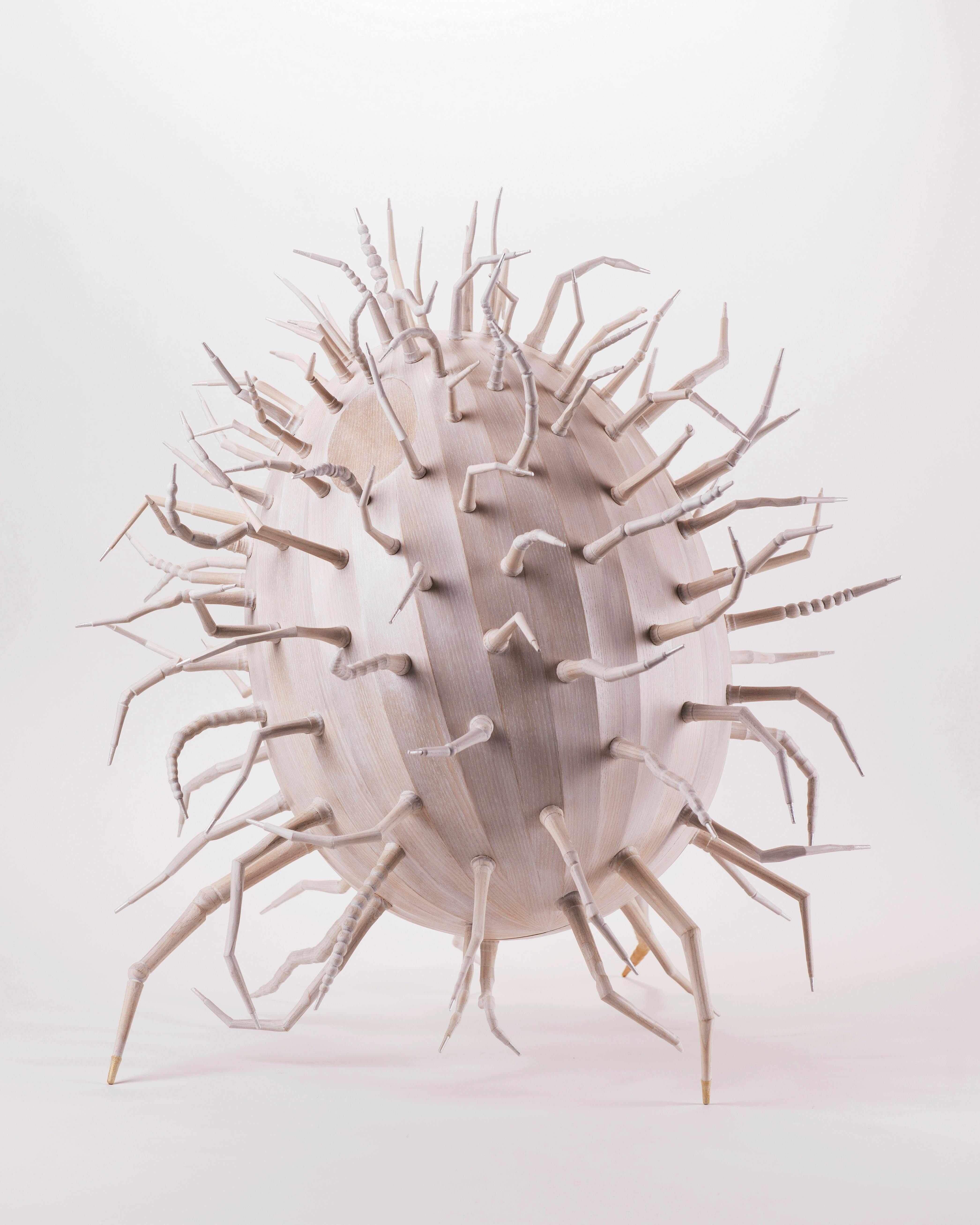 virus like wood sculpture by Yuri Kobayashi