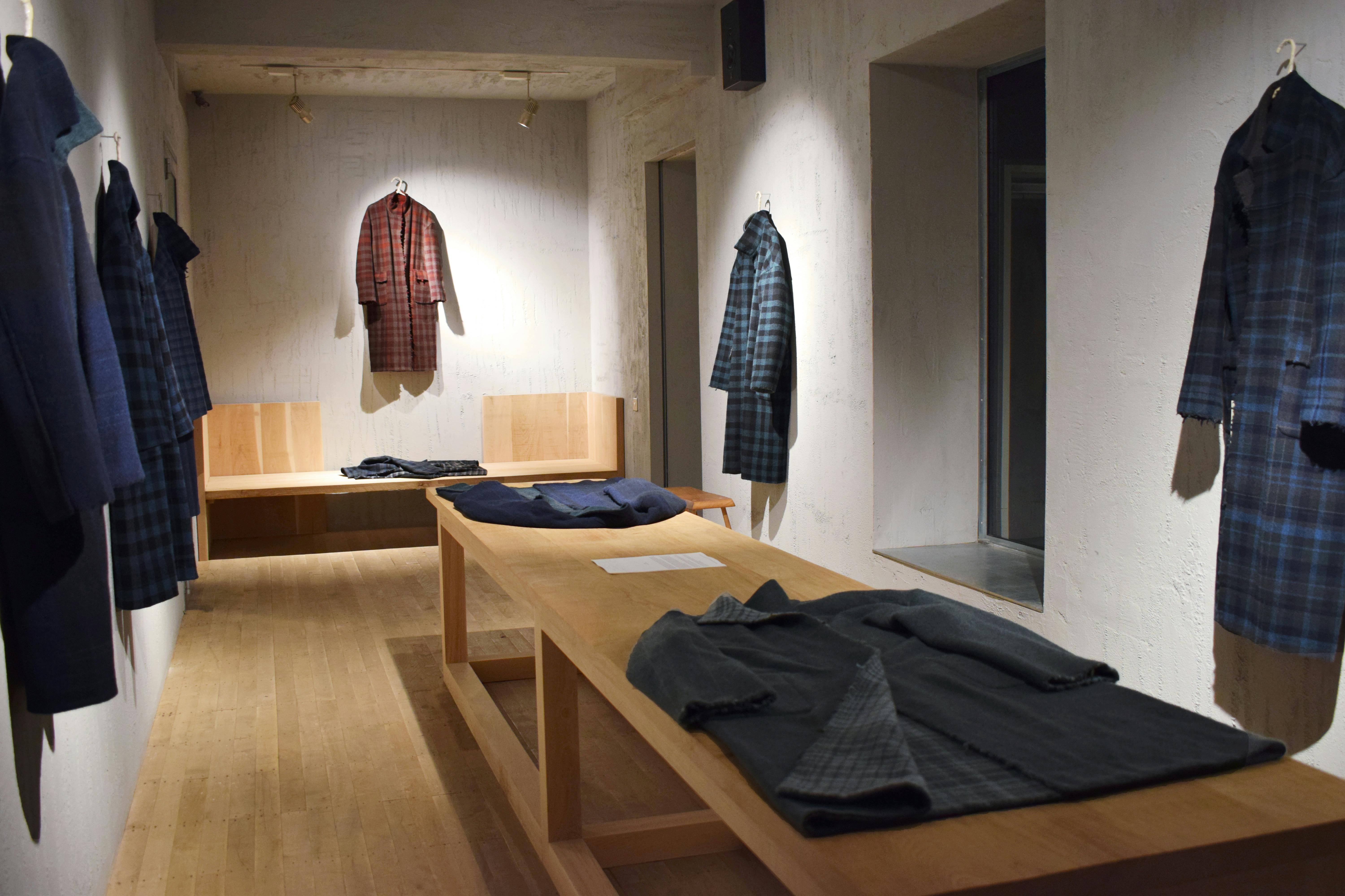 clothing show room with handmade wool textile robes
