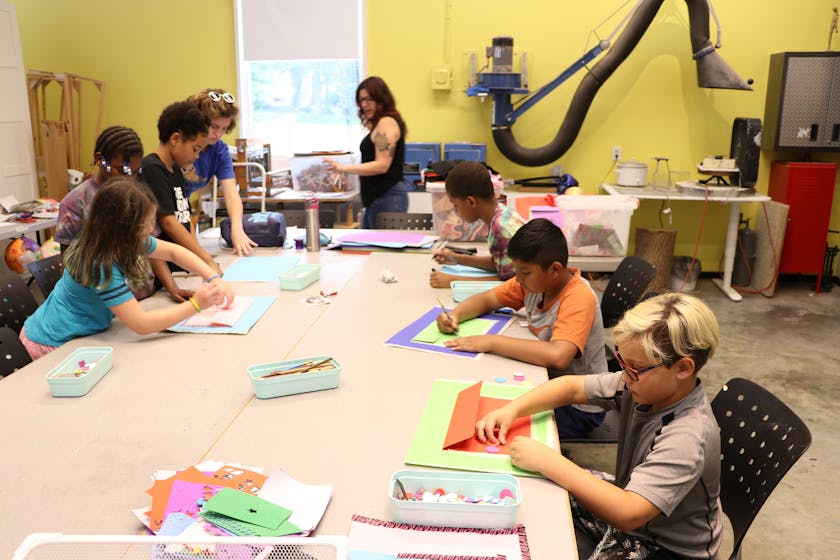 Participants in Fuller Craft Museums Summer SPARK program for kids and teens