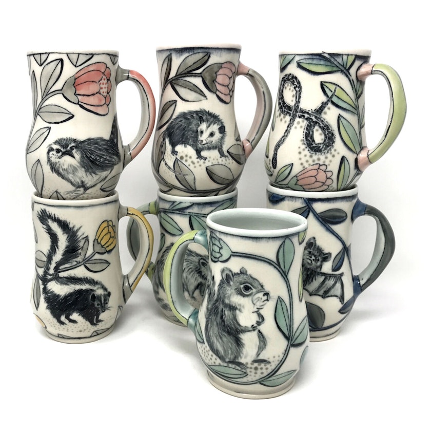 Assorted ceramic mugs by Chandra DeBuse