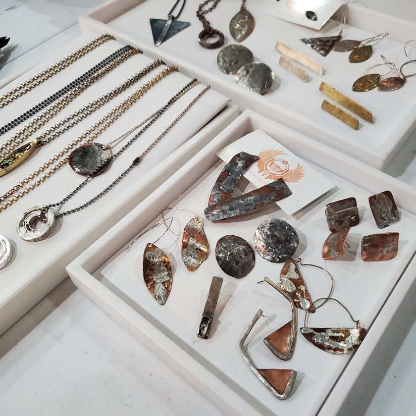 assorted metal jewelry pieces by Tracey Beale