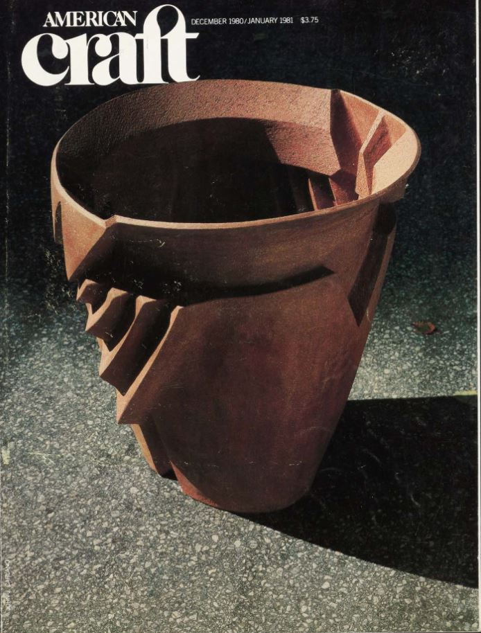 Cover of the Dec 1980 Jan 1981 issue of American Craft featuring ceramic sculpture by William Daley