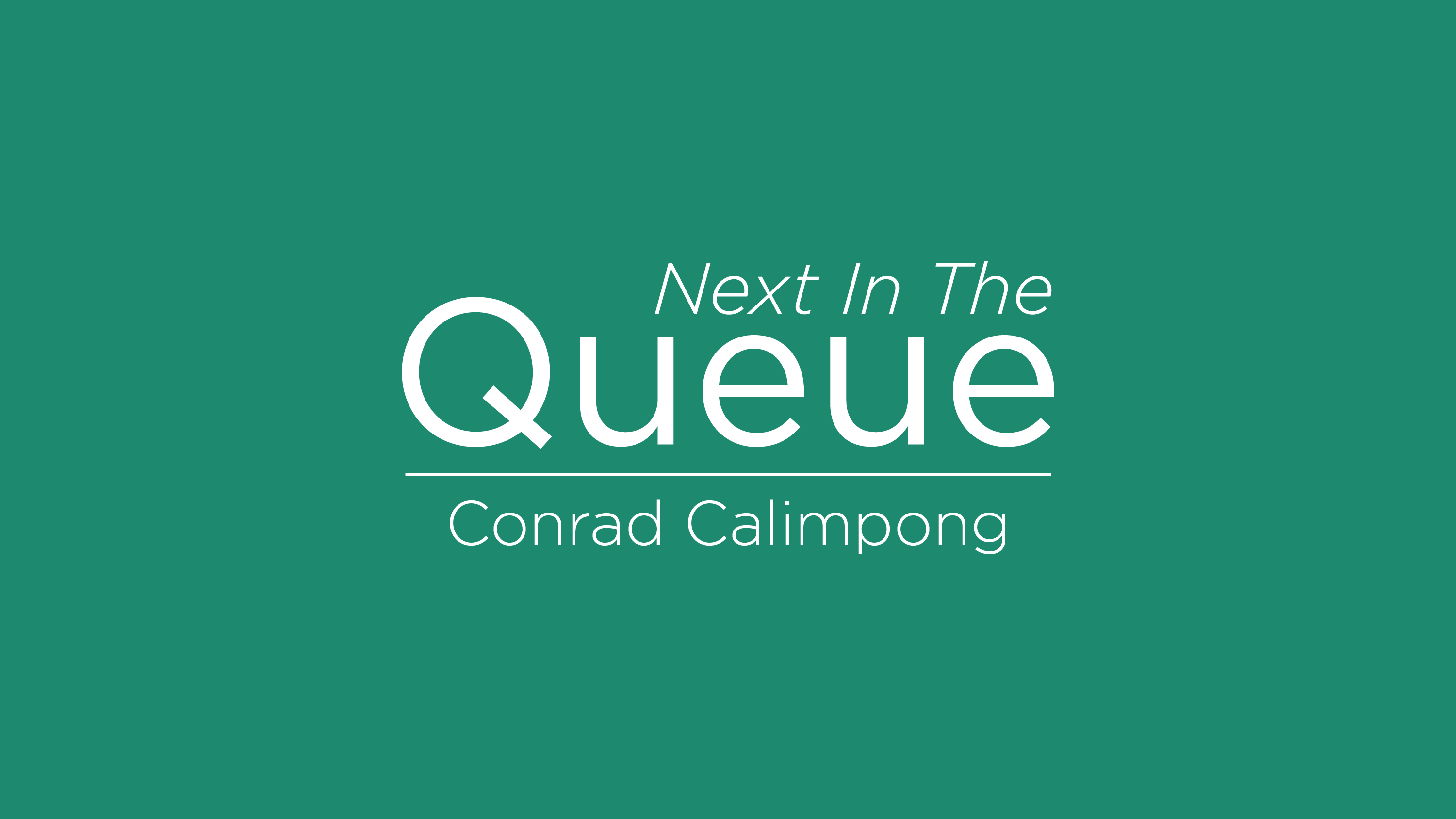 blog post cover graphic for the queue featuring conrad calimpong
