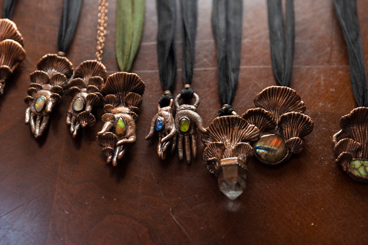 various jewelry ornaments made by enyo farabi