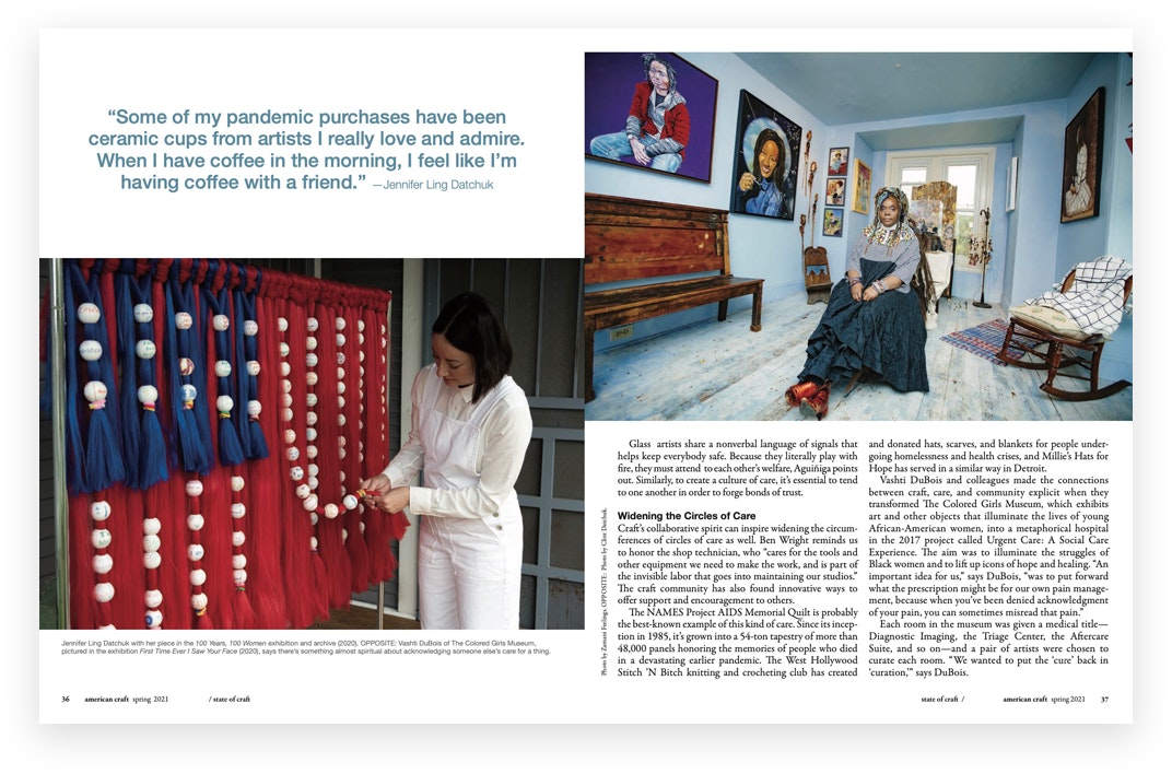 Spread from the Spring 2021 issue of American Craft magazine