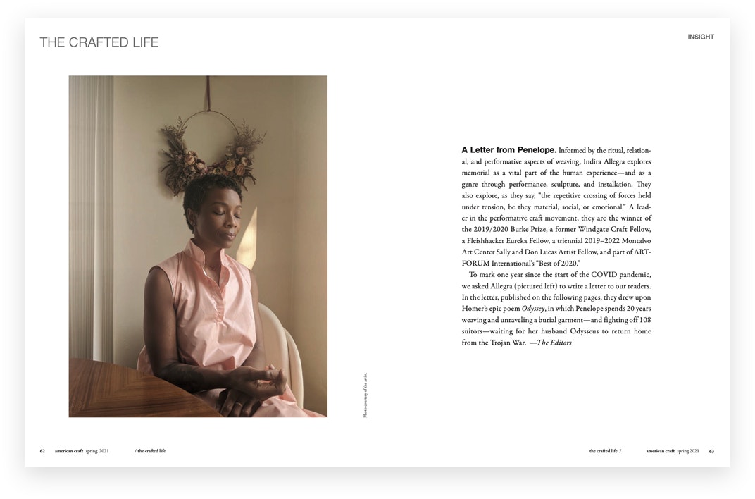 Spread from the Spring 2021 issue of American Craft magazine